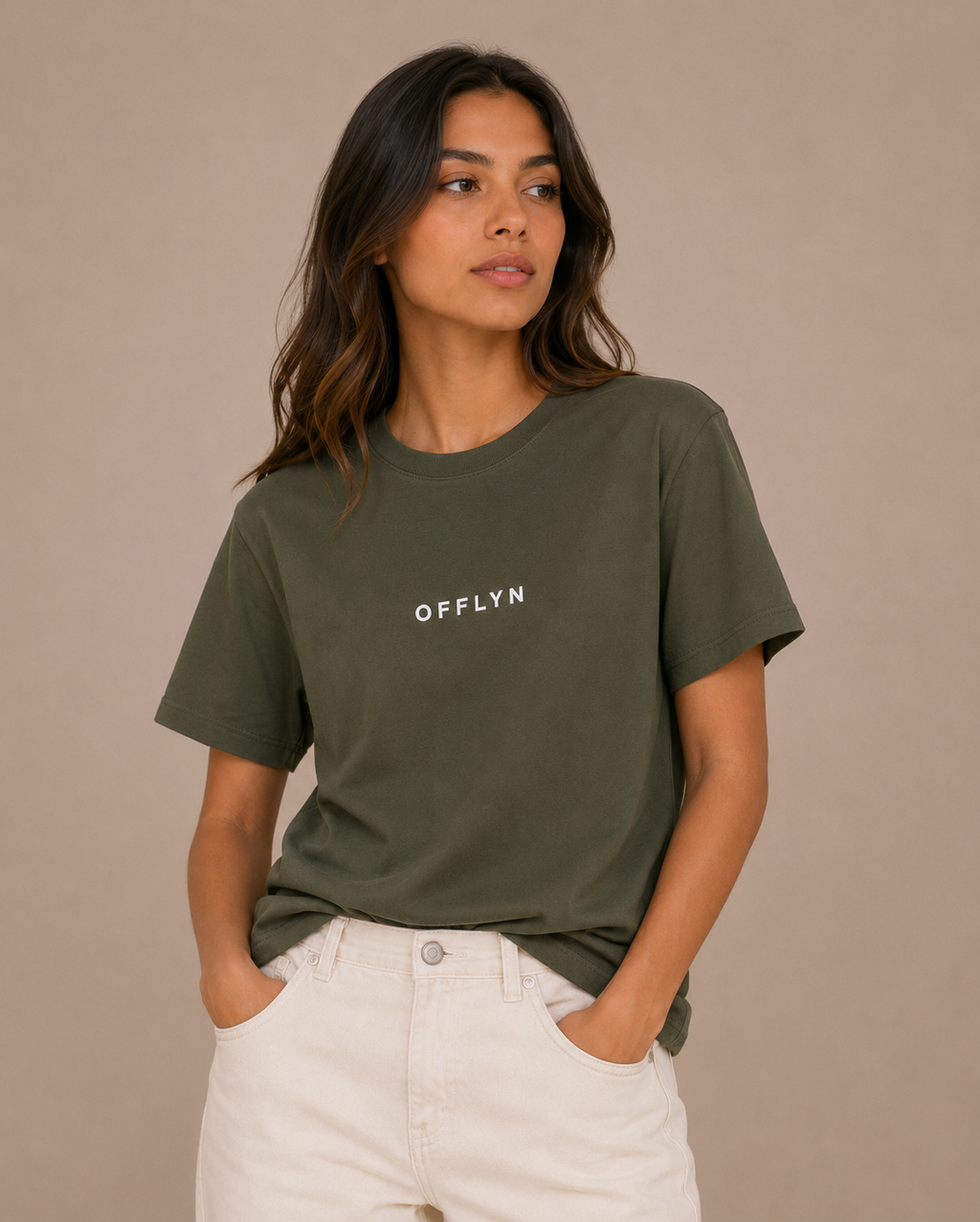 OFFLYN organic core tee khaki green female