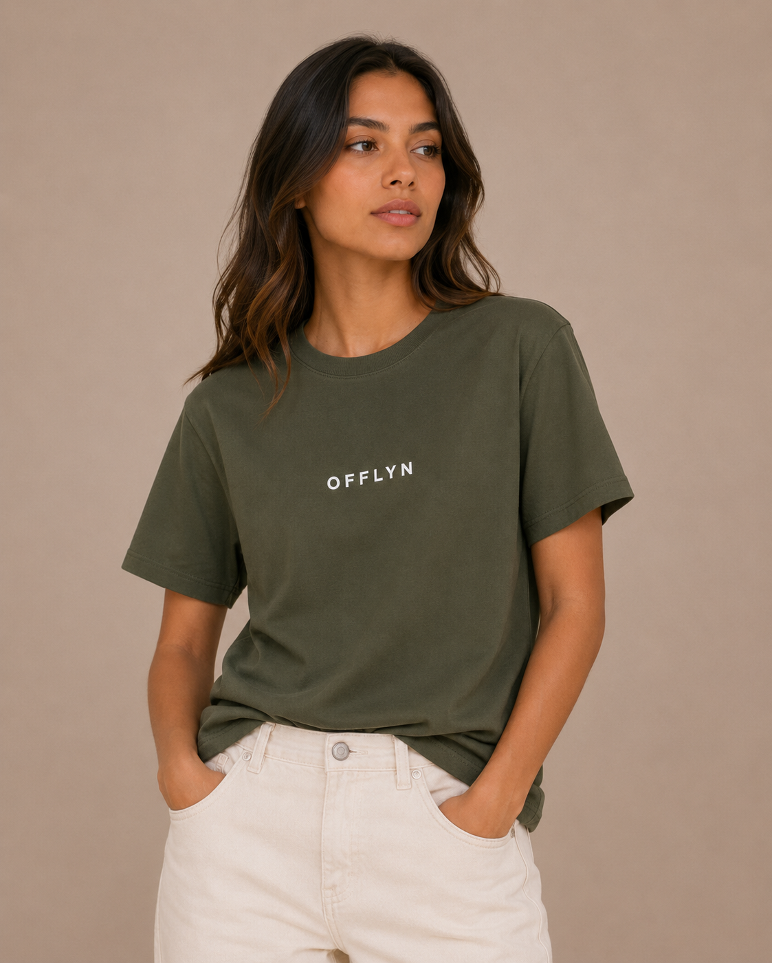OFFLYN organic core tee khaki green female
