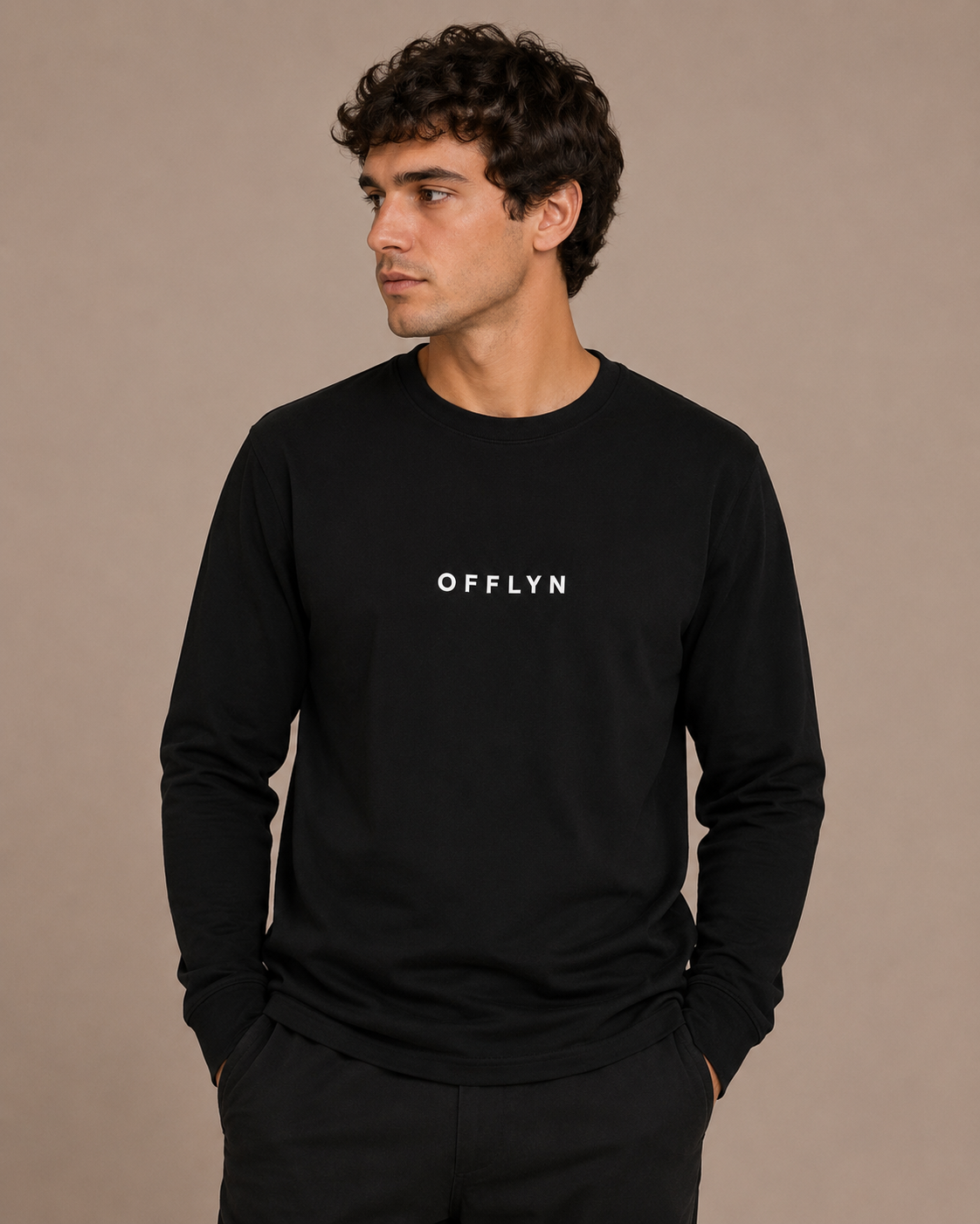 OFFLYN long sleeve tee black lifestyle male
