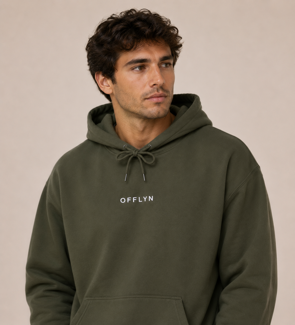 OFFLYN essentials hoodie green lifestyle male